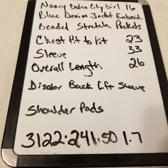 Nancy Bolen By City Girl Womens 16 Denim Jacket Egyptian Embroidered Mid Length - Picture 12 of 12